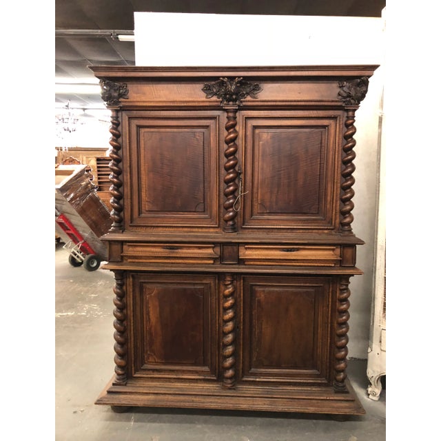 Wood Louis XIII Double Headed Eagle Buffet Deux Corps For Sale - Image 7 of 7