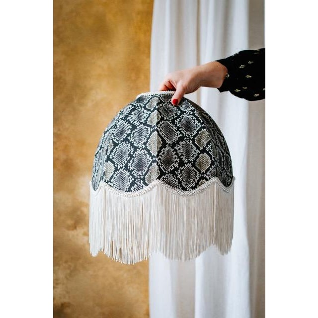 The Bianca Snakeskin Fringed Lampshade - Large For Sale - Image 6 of 7