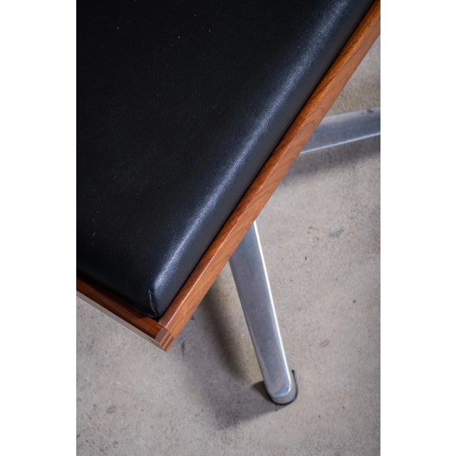 Danish Teak Swivel Stool with Black Leather Seat, 1960s For Sale - Image 6 of 10