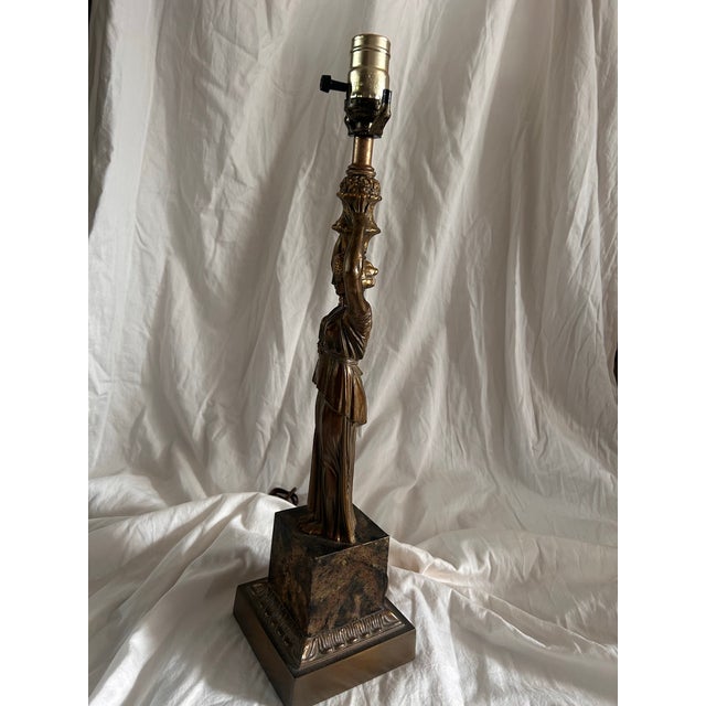 Metal Vintage Alsy Neoclassical Style Brass Figure Lamp For Sale - Image 7 of 7