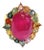 Bochic “Orient” Natural Multi Sapphire & Ruby Ring Set In 18K Gold & Silver For Sale