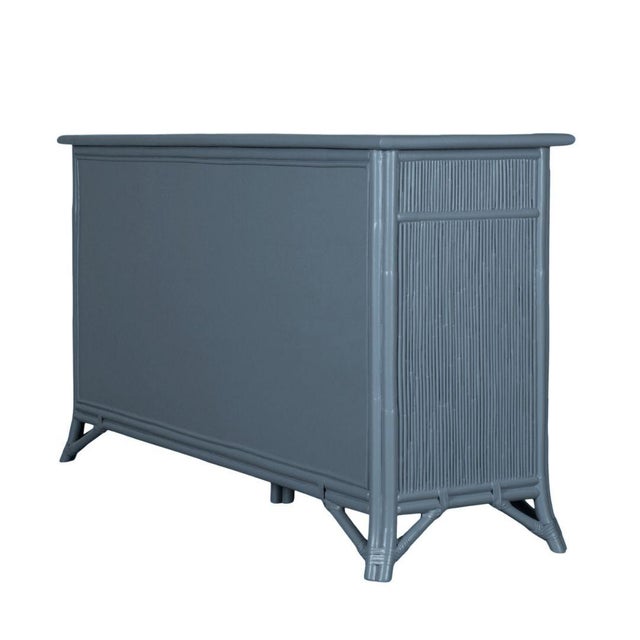 Coastal Pencil Rattan Nine-Drawer Dresser, Regatta Blue For Sale - Image 3 of 4
