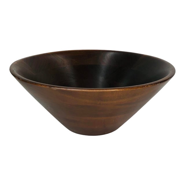 Mid Century Wooden Walnut Salad Bowl Chairish