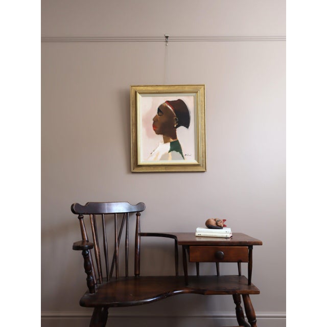 Mid-Century Modern Mid-Century Modern 'The Quiet Within' Swedish Figurative Portrait Oil Painting, Framed For Sale - Image 3 of 12