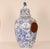 Late 19th Century Antique Delft Vase Clock, Blue White Chinoiserie Vase Kangxi Style, Foo Dog Finial For Sale - Image 5 of 14