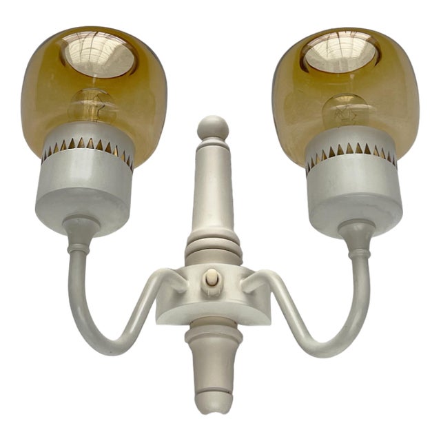 Mid-Century Swedish T526 Wall Lamps with Amber Colored Glasses by Hans-Agne Jakobsson for Hans-Agne Jakobsson Ab, 1960s, Set of 2 For Sale