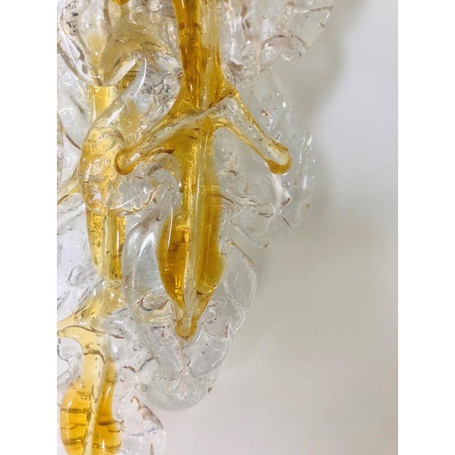 AVMazzega Midcentury Modern Italian Murano Leaf Glass Wall Sconces by Mazzega, 1970s, Set of 2 For Sale - Image 4 of 15