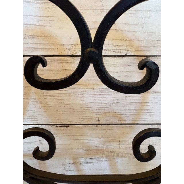 1980s Vintage Wrought Iron Scroll Magazine Rack | Tuscan & Mediterranean Style For Sale - Image 5 of 12