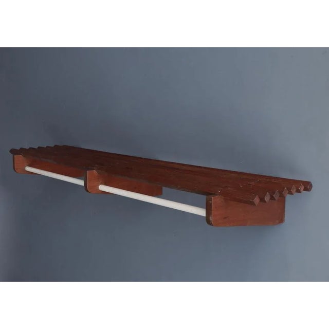 Vintage Teak Wall Mounted Clothes Rack, 1960s For Sale - Image 9 of 9
