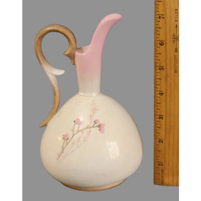 Ceramic Antique Rh Austrian Hand Painted Pink Floral Robert Hanke Ewer Vase For Sale - Image 7 of 8