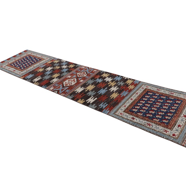 2010s Rug & Kilim’s Caucasian Style Runner Rug With Polychromatic Geometric Patterns For Sale - Image 5 of 8