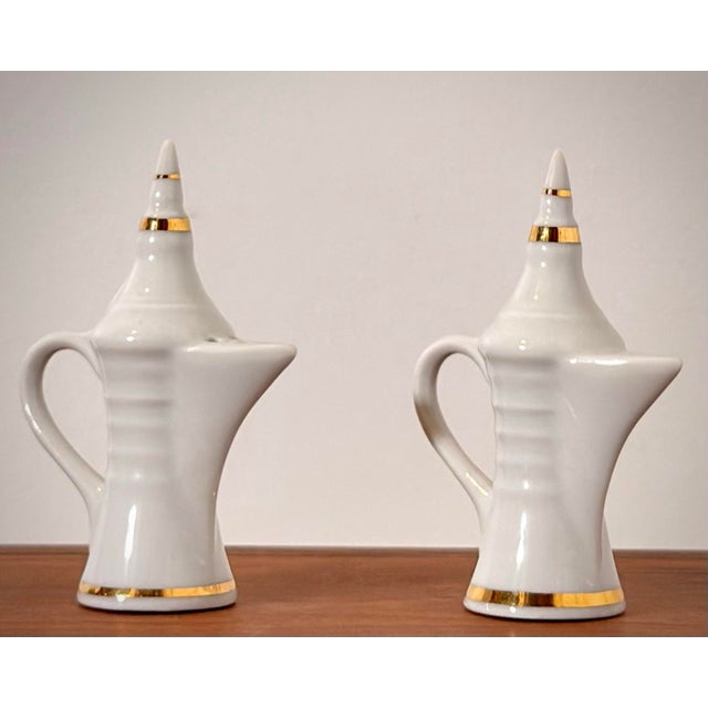 Vintage Unitec Limoges porcelain salt and pepper shakers in the form of traditional Arabic dallah coffee pots. Matching...