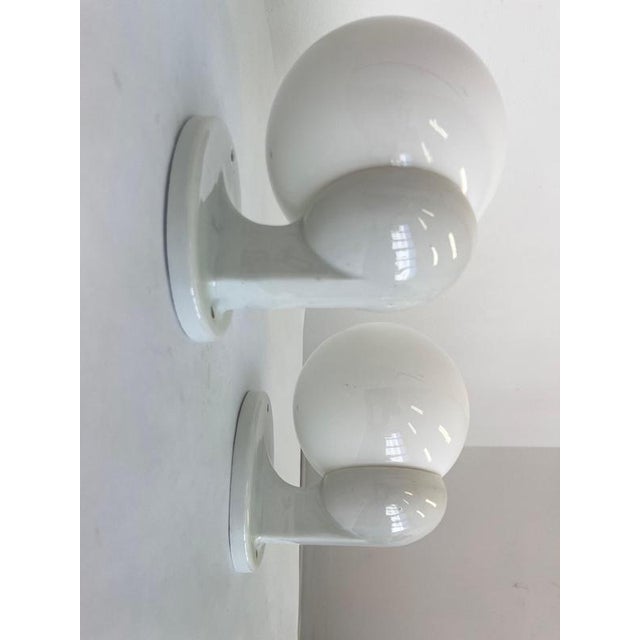 White Bauhaus Porcelain and Glass Wall Lamps, 1930s, Set of 2 For Sale - Image 8 of 11