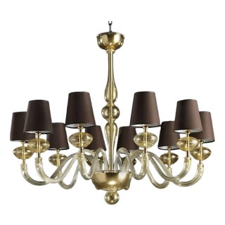 Gold Murano Glass Chandelier by Simoeng For Sale