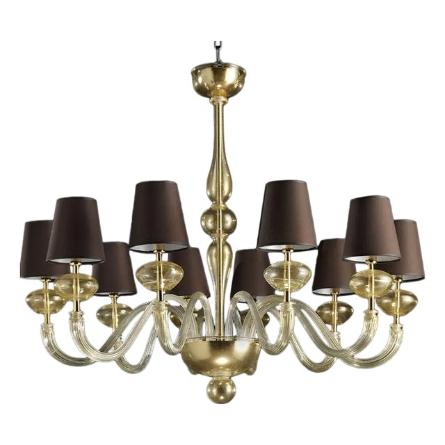 Gold Murano Glass Chandelier by Simoeng For Sale