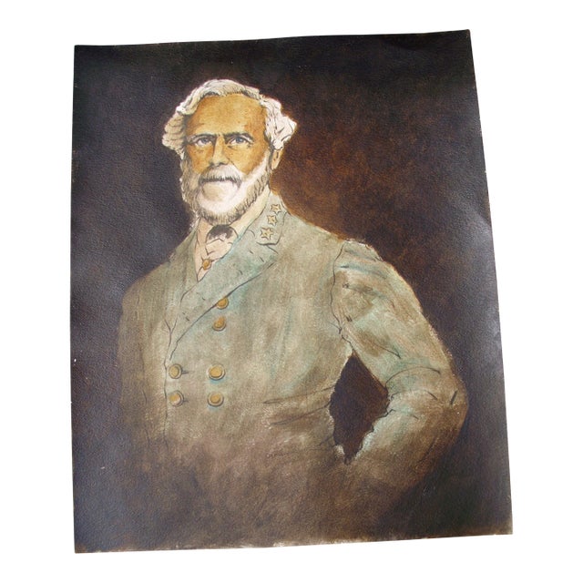 1990s Gen. Robert E. Lee Portrait Original Painting Acrylic Signed, For Sale