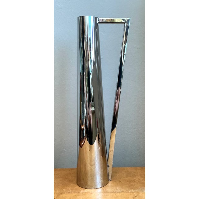 Vintage Modernist Metal Tall Pitcher For Sale - Image 12 of 14