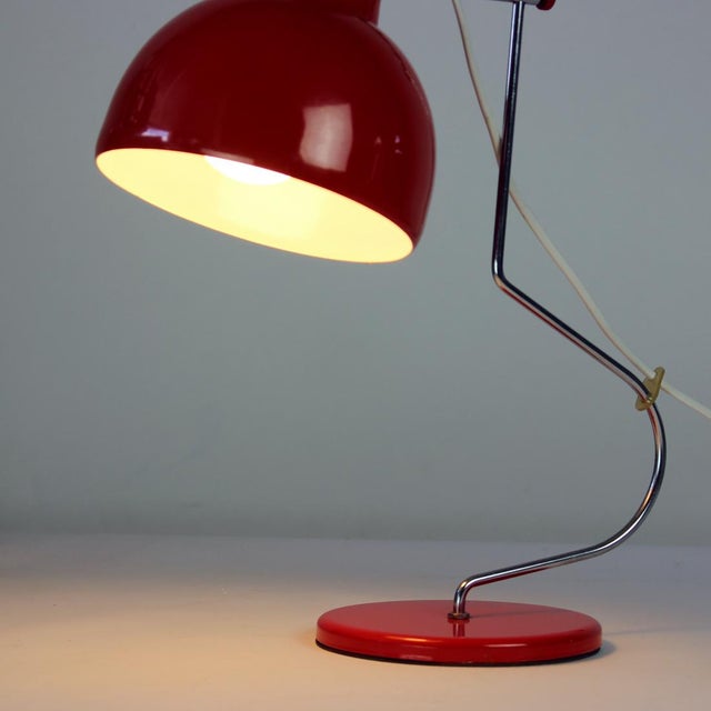 Midcentury Lidokov L193 Table Lamp in Red Metal by Josef Hurka, 1960s For Sale - Image 9 of 11