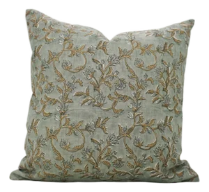 Fabdivine Handcrafted Block Print Cushion Cover 12x20 Inch Pure Linen- Pushp Varsha