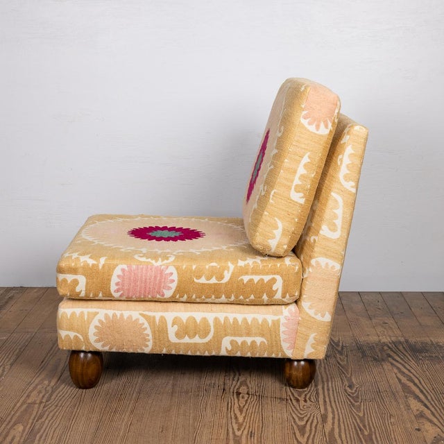 Slipper Chair Upholstered in Suzani For Sale - Image 4 of 7