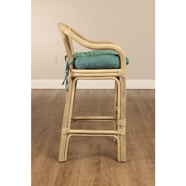 Hollywood Regency Style Pair of Rattan Bar Stools For Sale - Image 11 of 12