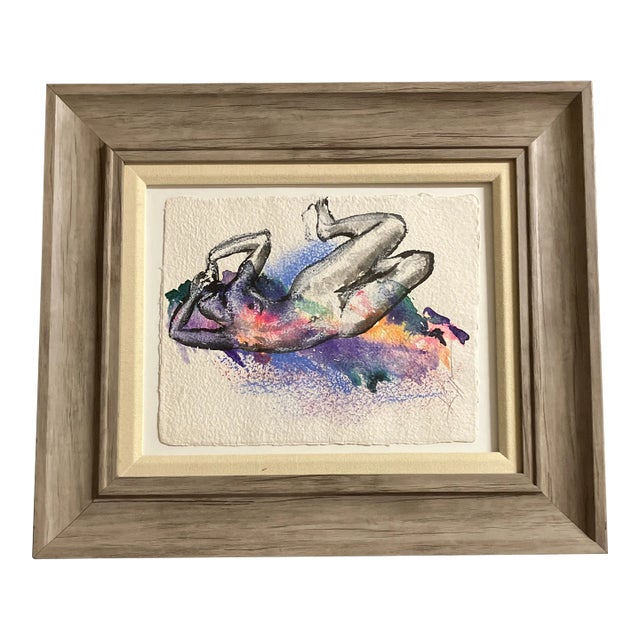 1990’s Original Abstract Female Nude Painting Framed For Sale