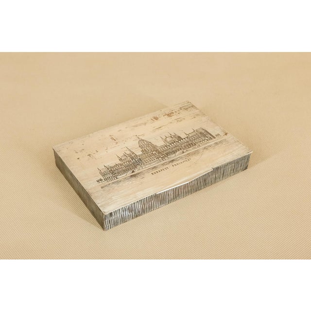Mid-Century Metal & Wood Budapest Parliament Cigarette Box For Sale - Image 13 of 13
