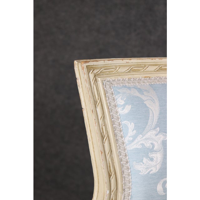Pair French Louis XV Style Blue Upholstered Bergères Chairs Attr to Jansen For Sale - Image 16 of 17