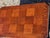 French Art Deco Side Table Oak Parquet Top. Has second shelf and curved graceful legs.