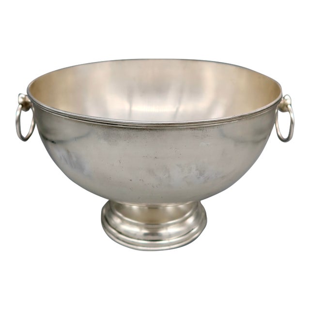 Vintage Silverplate Champagne Bath / Punch Bowl — Footed/Pedestal Shape With Ring Handles For Sale