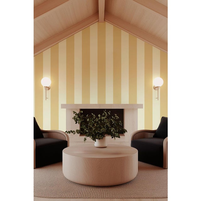 Clubhouse Stripe Grasscloth Wallpaper by House Party | Neutral Rattan & Vanilla Cream | 8 Yards For Sale - Image 10 of 13