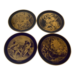 1940s Lindner Bavarian Chine Decorative Wall Plates Set of 4