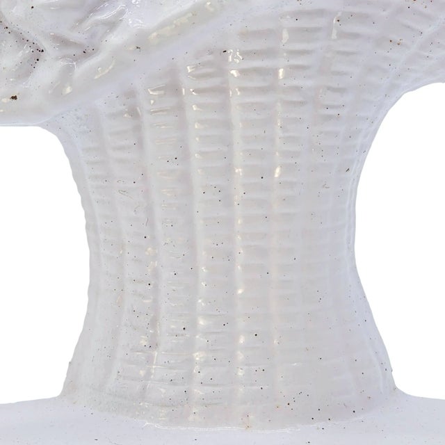 Mid 20th Century Vintage Hubley Style Cast Iron Doorstop, White French Flower Basket Shabby Cottage Décor 10.75" For Sale - Image 5 of 10