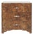 Matthew Izzo Home Dark Burlwood Three Drawer Side Table With Acrylic and Brass Drawer Pulls For Sale