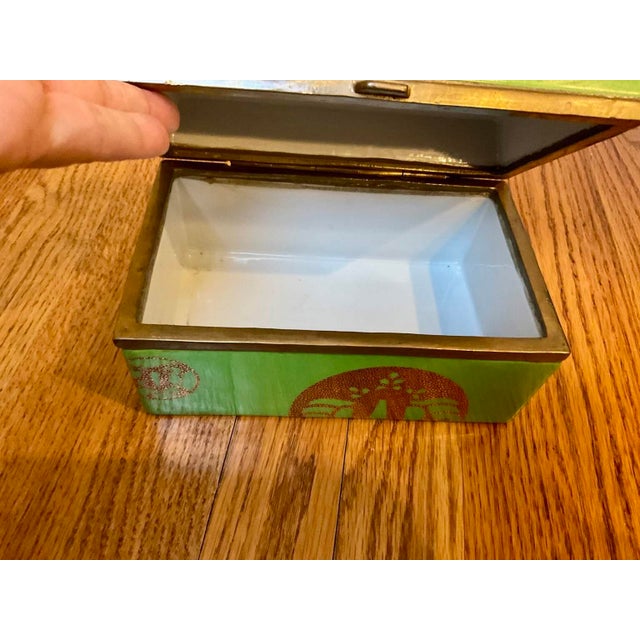 Green Vintage Fabienne Jouvin Lidded Porcelain Dresser Box For Sale - Image 8 of 11