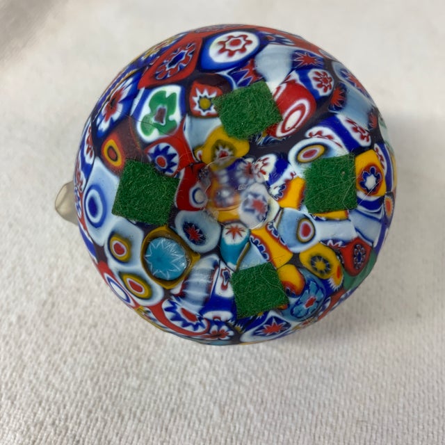 1950s Vintage Murano Millefiori Apple Paperweight For Sale - Image 5 of 5