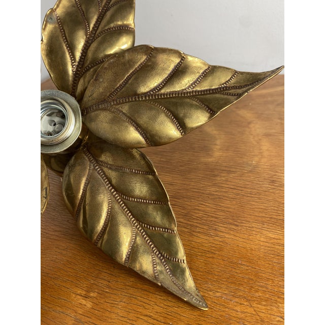 Gold Flower Wall Sconce attributed to Willy Daro for Massive, 1970s For Sale - Image 8 of 14