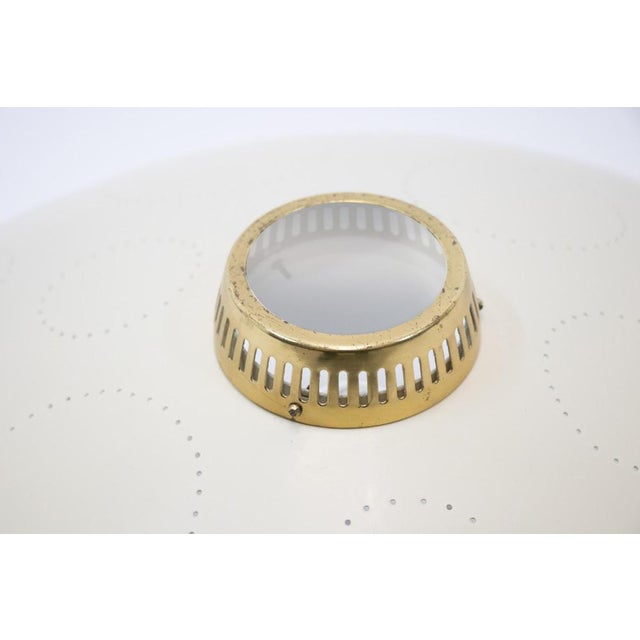 Cream Swiss Flush Mount in Glass and Brass from Belmag, 1950s For Sale - Image 8 of 15
