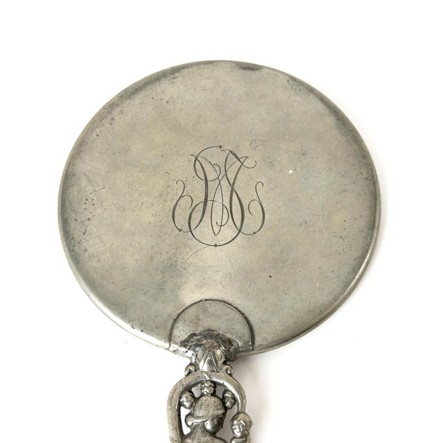 Metal Pewter Hand Mirror by C.G. Hallberg, Stockholm, 1929 For Sale - Image 7 of 8