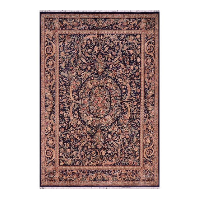 Shabby Chic Tamour Pak-Persian Blue/Red Wool Rug - 10'2'' X 14'1'' For Sale