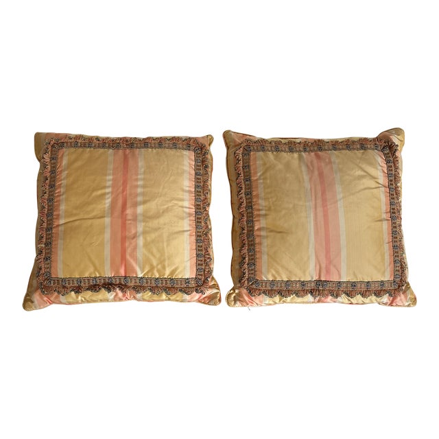 Pair of 1990s Decorative Silk Pillows For Sale