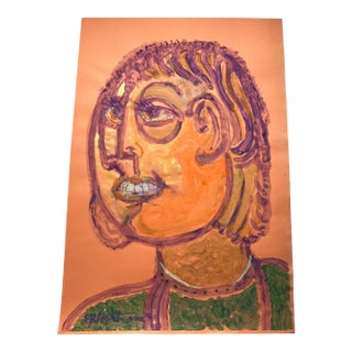 Contemporary Original E.J.Hartmann Abstract Portrait Painting Signed For Sale