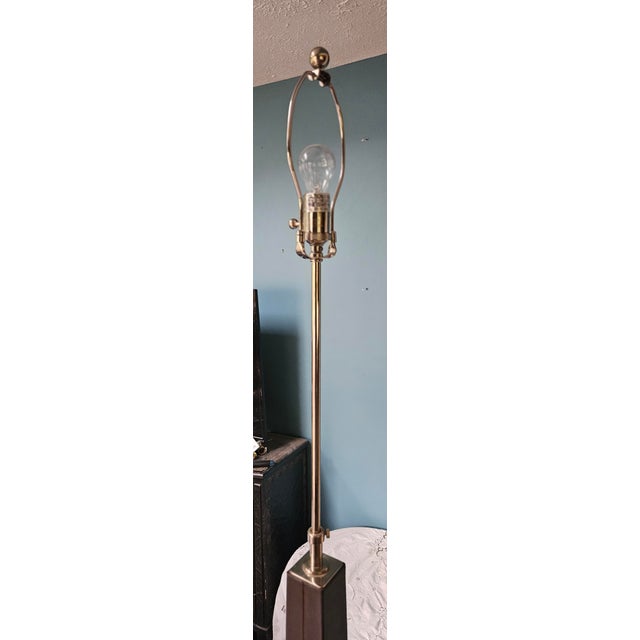 Metal Leather Wrapped and Brushed Nickel Floor Lamp For Sale - Image 7 of 9