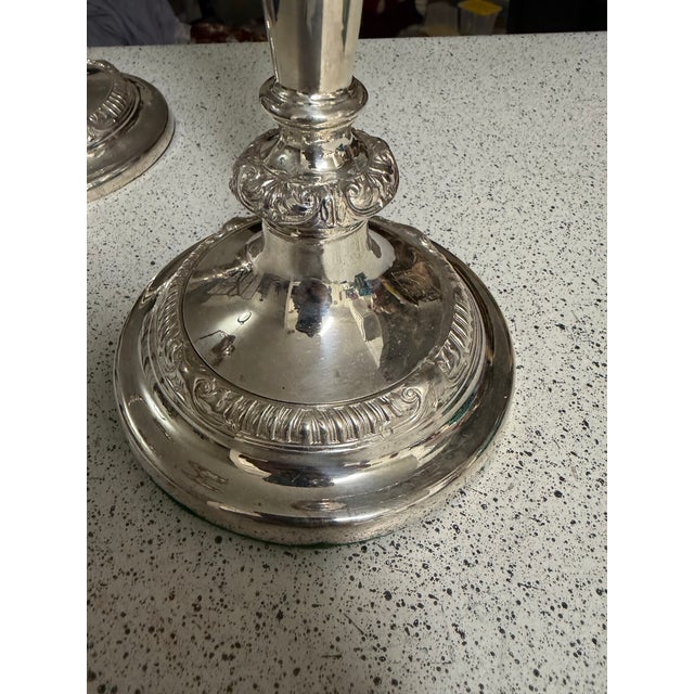 Late 18th Century Pair George III Old Sheffield Silver Plated Three Light Candelabras. For Sale In Atlanta - Image 6 of 10