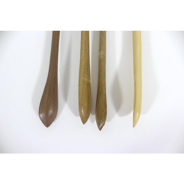Vintage Carved Animal Wood Condiment or Sugar Spoons- Set of 4 For Sale - Image 10 of 10