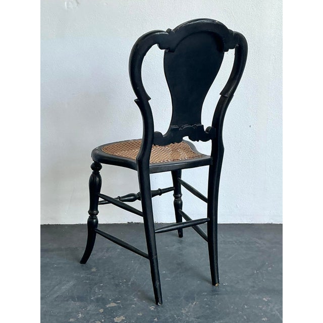 Black Vintage Paper Mache Inlay Chair For Sale - Image 8 of 12