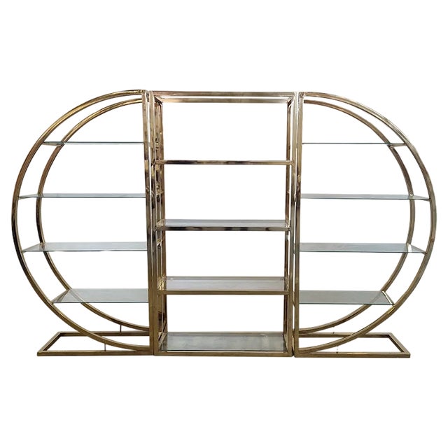 Bookcase in Brass, 1970s For Sale
