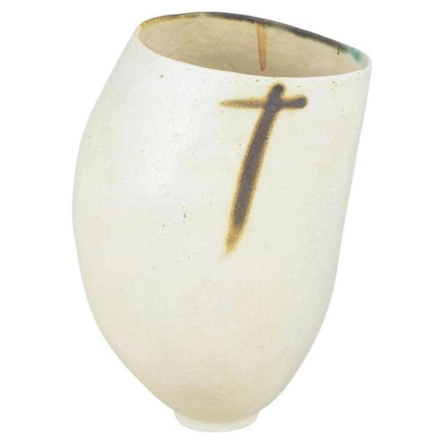 European Asymmetric Studio Pottery Stoneware Vase, 1980s For Sale - Image 6 of 6