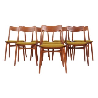 Model 370 Boomerang Chairs by Alfred Christensen for Slagelse Møbelværk, 1950s, Set of 8 For Sale