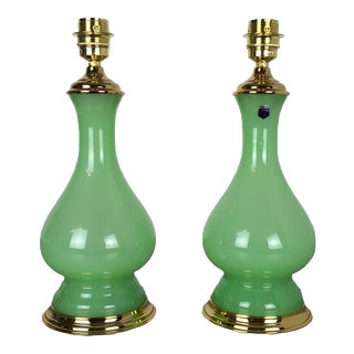 Mid-Century Opaline Murano Glass Table Lamps from Cenedese Vetri, Set of 2 For Sale